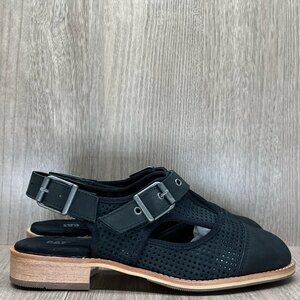 CAT Caterpillar Sandals Womens Sz 5.5 Martine Perforated Slingback Leather Black